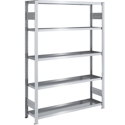 Tray shelf unit, zinc plated steel, double-sided, h 2000 mm, tray WxD 1300 x 400 mm, standard shelf unit.