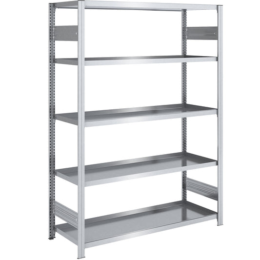 Tray shelf unit, zinc plated steel, double-sided, h 2000 mm, tray WxD 1300 x 600 mm, standard shelf unit.
