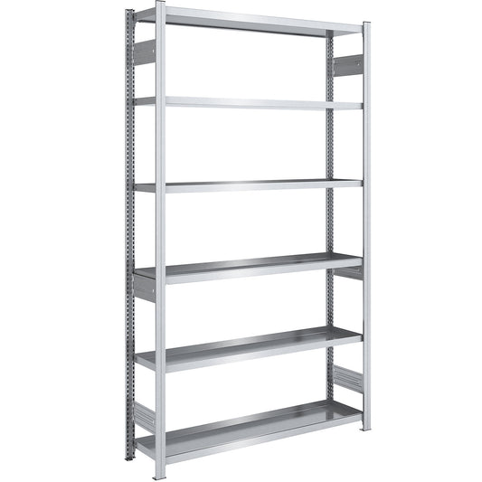 Tray shelf unit, zinc plated steel, double-sided, h 2500 mm, tray WxD 1300 x 400 mm, standard shelf unit.