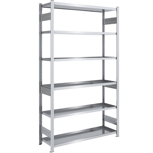 Tray shelf unit, zinc plated steel, double-sided, h 2500 mm, tray WxD 1300 x 500 mm, standard shelf unit.