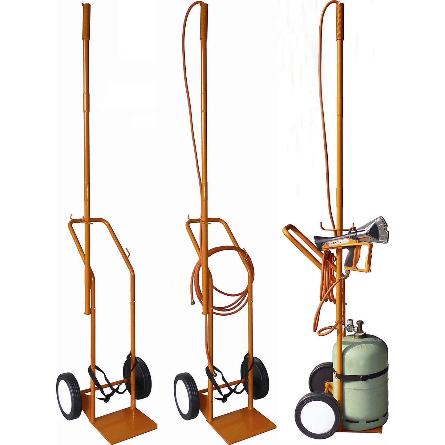 Professional gas cylinder trolley, for propane gas cylinders up to 25 kg, flexible hose guide.
