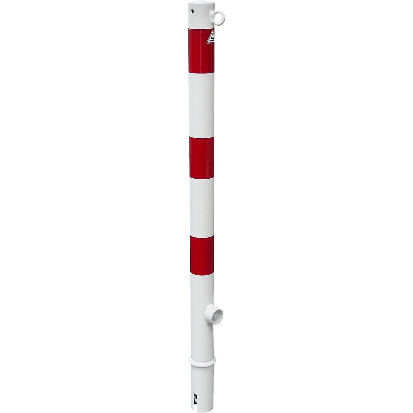 Barrier post, Ø 60 mm, white / red, removable, with 1 eyelet.