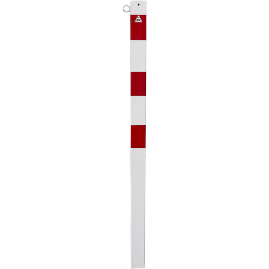 Barrier post, 70 x 70 mm, stationary, for concreting in, an eyelet, white/red.