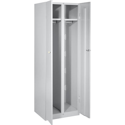 Frankfurt clean and dirty locker, 1 compartment with centre partition, W 600 mm, light grey.