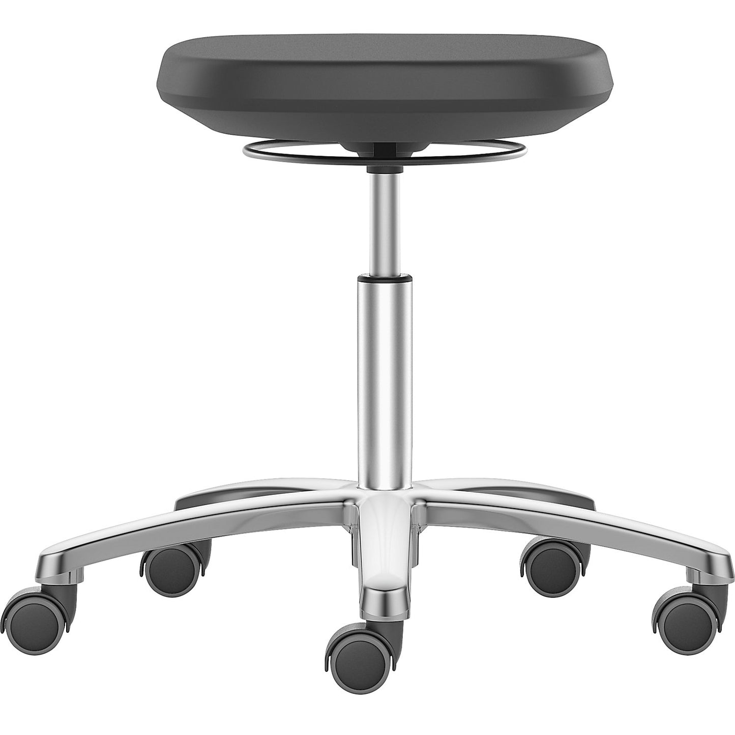 Laboratory stool, with aluminium five star base, with Soft Touch PU castors.