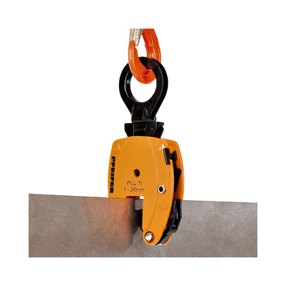 Carrier clamp, KL model, vertical use, gripping range 1 - 21 mm, max. load 600 kg.