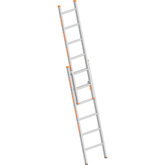 Aluminium extension ladder, 2 part, extendable, 2 x 6 rungs.