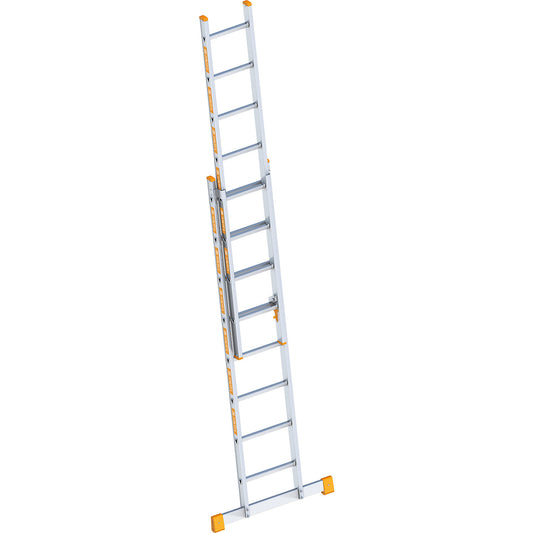 Aluminium extension ladder, 2 part, extendable, 2 x 8 rungs incl. beam.