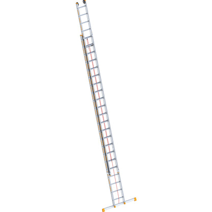 Aluminium rope operated extension ladder, 2-part, extendable, incl. beam, 2 x 22 rungs.