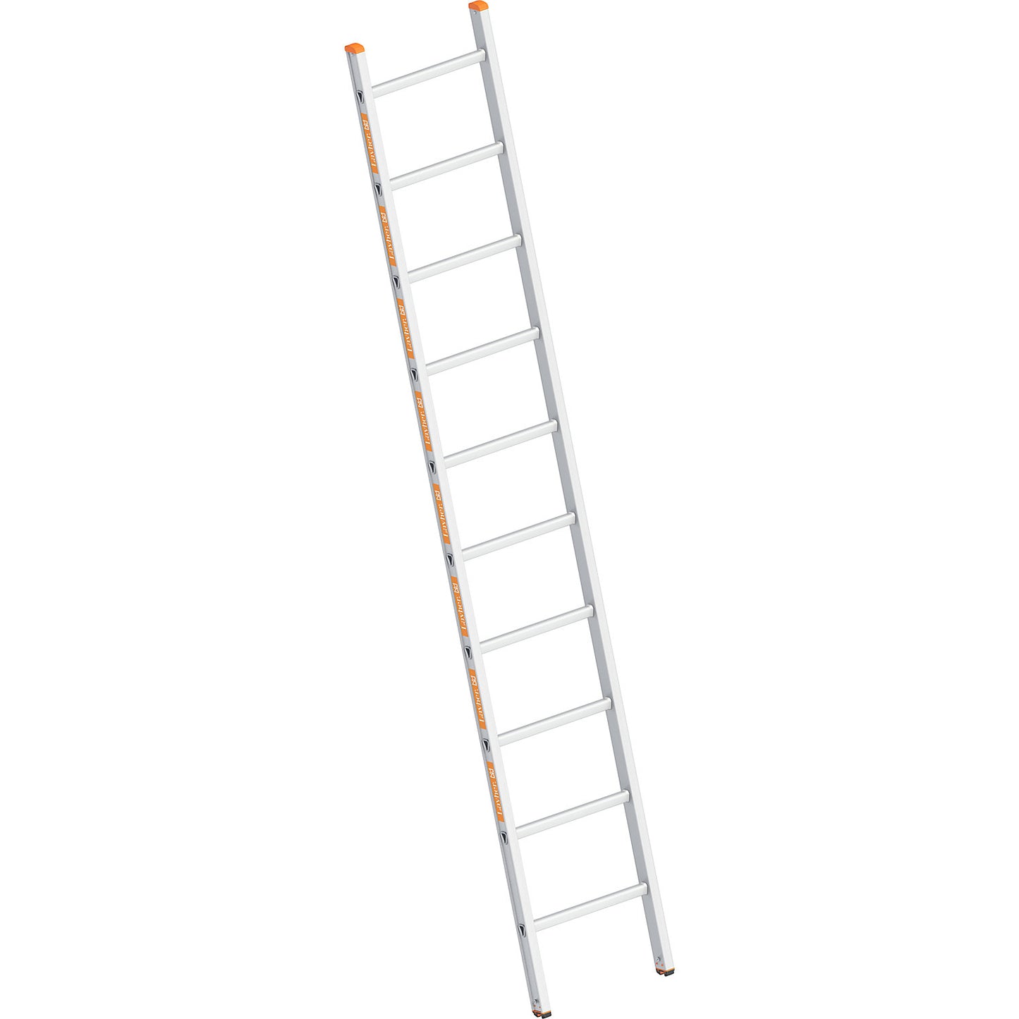 Aluminium lean to ladder, with rungs, width 450 mm, 10 rungs.