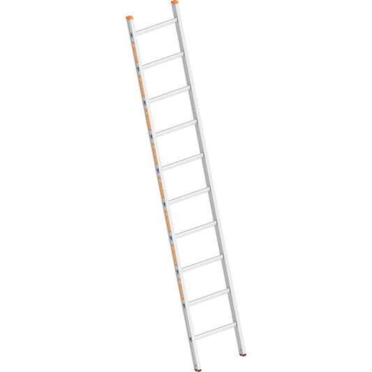 Aluminium lean to ladder, with rungs, width 450 mm, 10 rungs.