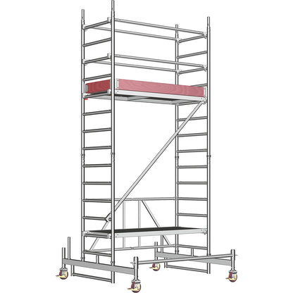 ZIFA aluminium mobile access tower, platform 1.80 x 0.75 m, tower height 3.98 m.
