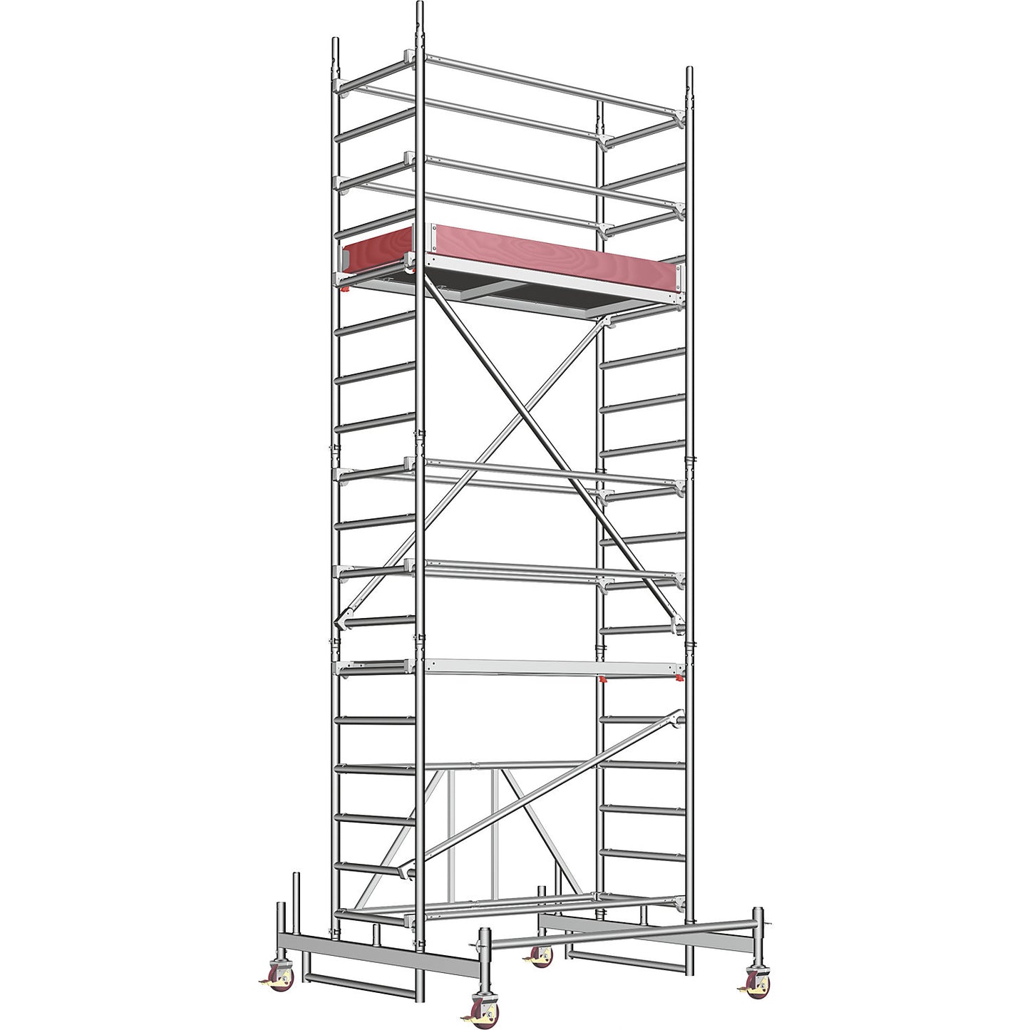 ZIFA aluminium mobile access tower, platform 1.80 x 0.75 m, tower height 4.98 m.