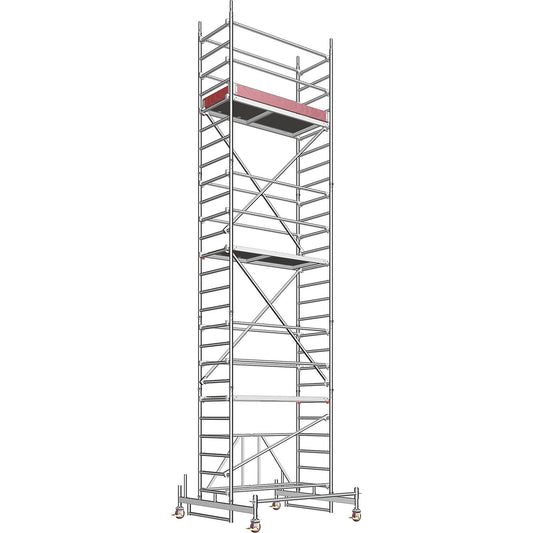 ZIFA aluminium mobile access tower, platform 1.80 x 0.75 m, tower height 6.98 m.