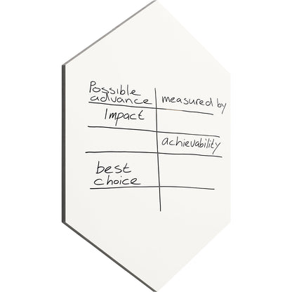 Designer whiteboard, sheet steel, enamelled - hexagonal, Ø 1180 mm, white.