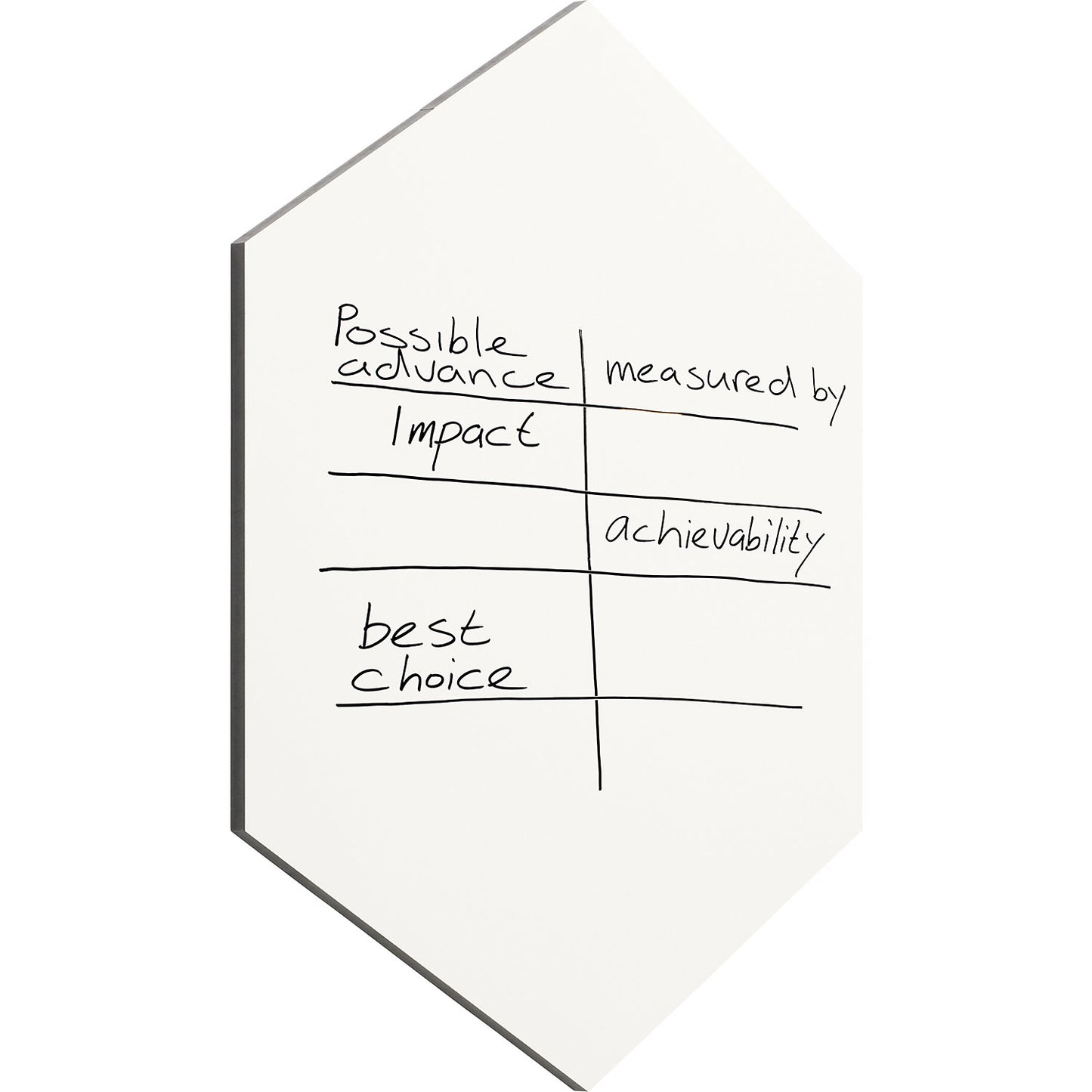 Designer whiteboard, sheet steel, enamelled - hexagonal, Ø 600 mm, white.
