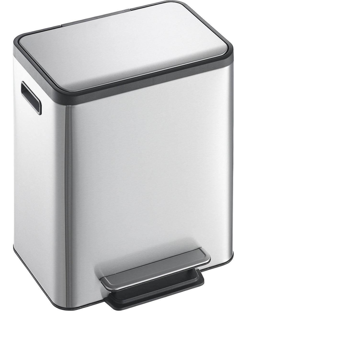 Waste collector with pedal, capacity 2 x 15 l, WxHxD 404 x 492 x 321 mm, stainless steel, double collector.