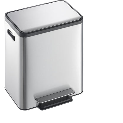 Waste collector with pedal, capacity 2 x 15 l, WxHxD 404 x 492 x 321 mm, stainless steel, double collector.