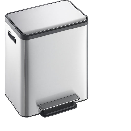 Waste collector with pedal, capacity 2 x 15 l, WxHxD 404 x 492 x 321 mm, stainless steel, double collector.