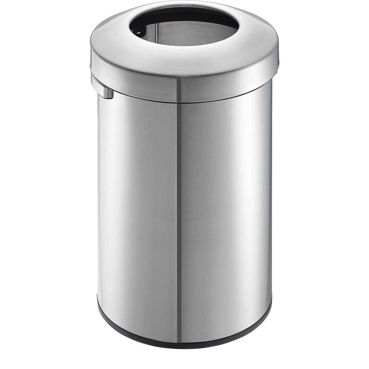 Stainless steel waste collector, open slot, made of brushed stainless steel, capacity 90 l, HxØ 752 x 448 mm.