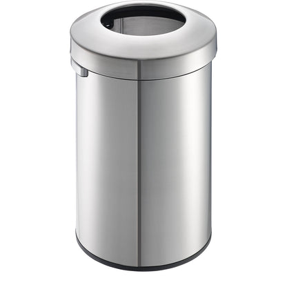 Stainless steel waste collector, open slot, made of brushed stainless steel, capacity 90 l, HxØ 752 x 448 mm.