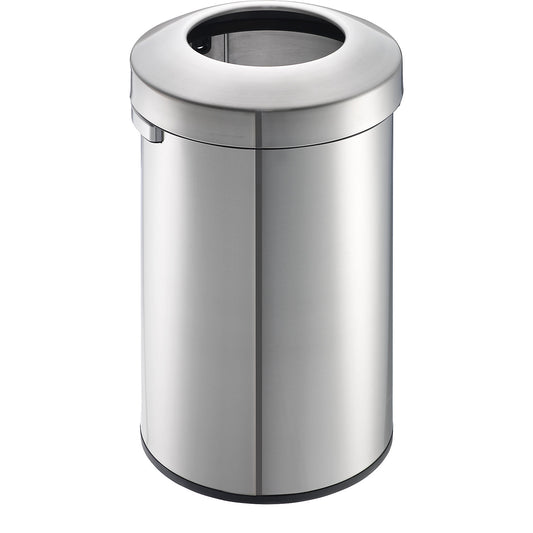Stainless steel waste collector, open slot, made of brushed stainless steel, capacity 90 l, HxØ 752 x 448 mm.