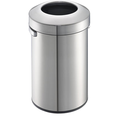 Stainless steel waste collector, open slot, made of brushed stainless steel, capacity 50 l, HxØ 597 x 370 mm.