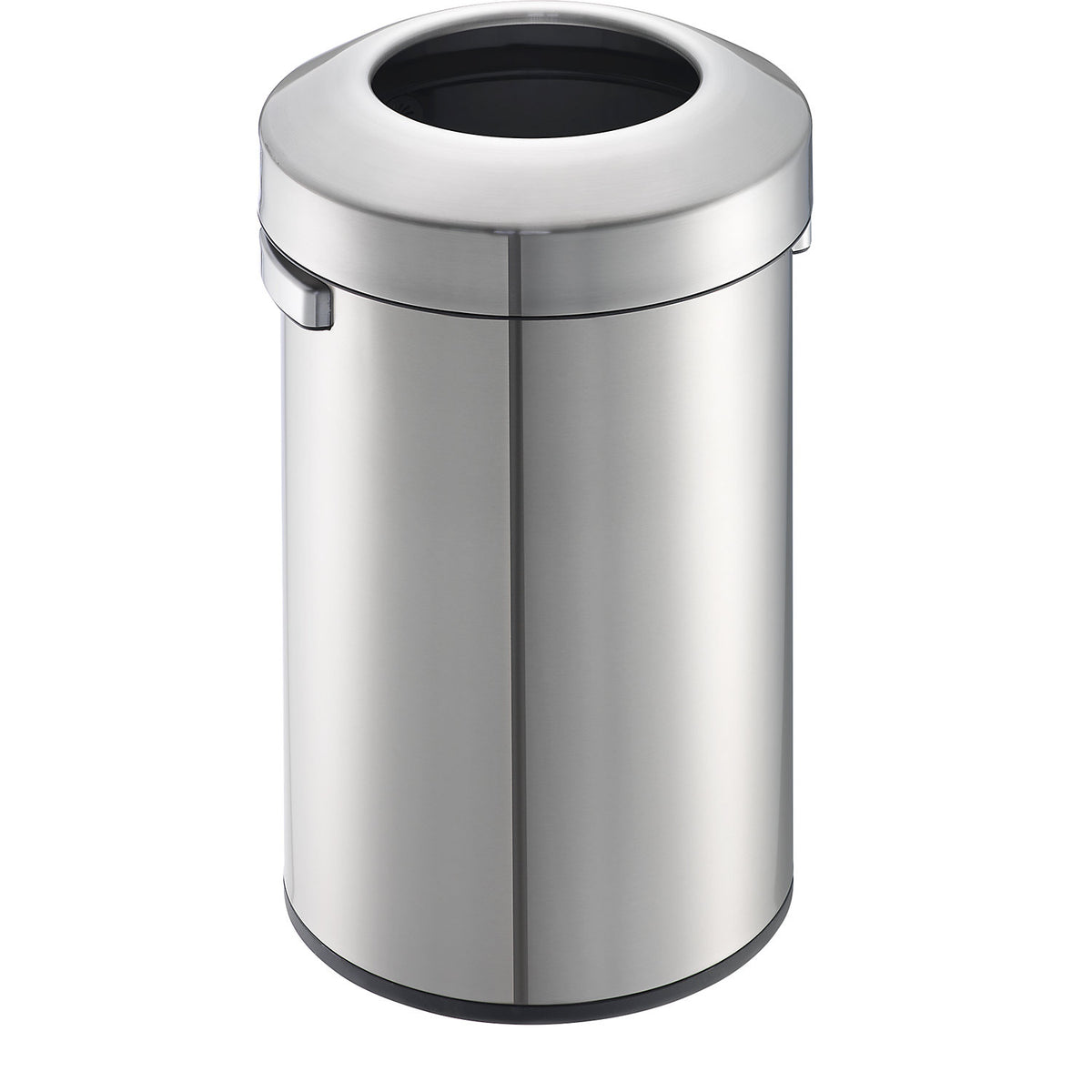 Stainless steel waste collector, open slot, made of brushed stainless steel, capacity 120 l, HxØ 825 x 484 mm.