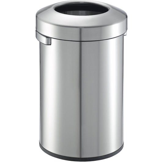 Stainless steel waste collector, open slot, made of brushed stainless steel, capacity 50 l, HxØ 597 x 370 mm.