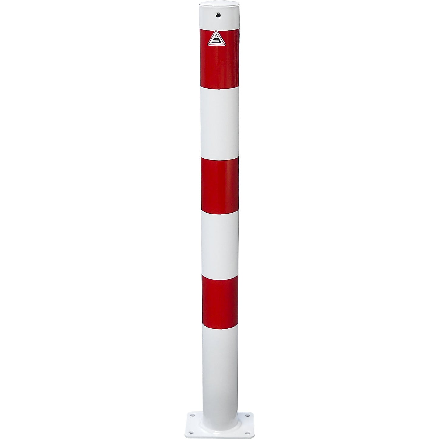 Barrier post, Ø 76 mm, white / red, for bolting in place, without eyelet.