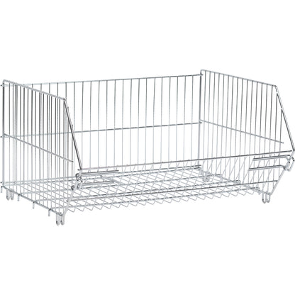 Stacking basket for shelving, LxWxH 620 x 500 x 300 mm, zinc plated.