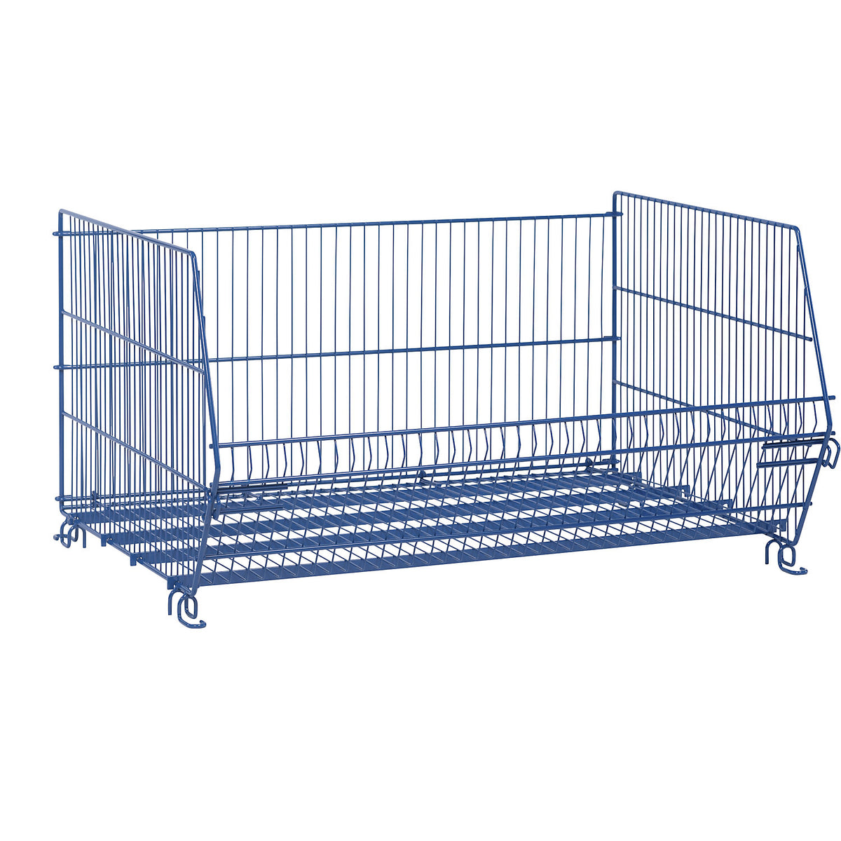 Stacking basket, collapsible, LxWxH 970 x 640 x 400 mm, gentian blue.