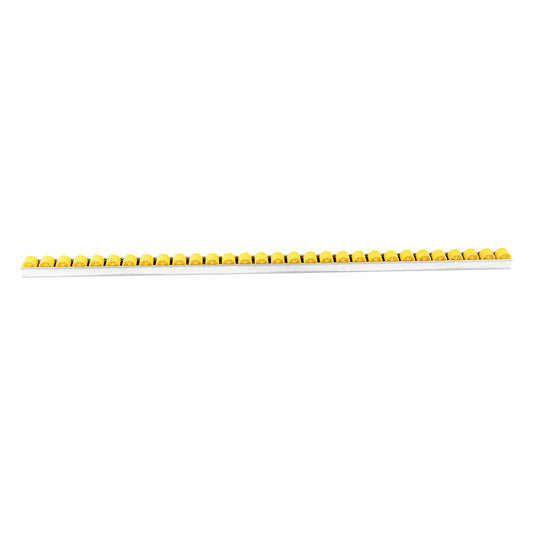 Roller track with cylindrical rollers, spacing 33 mm, Ø 28 mm, plastic, length 1 m.