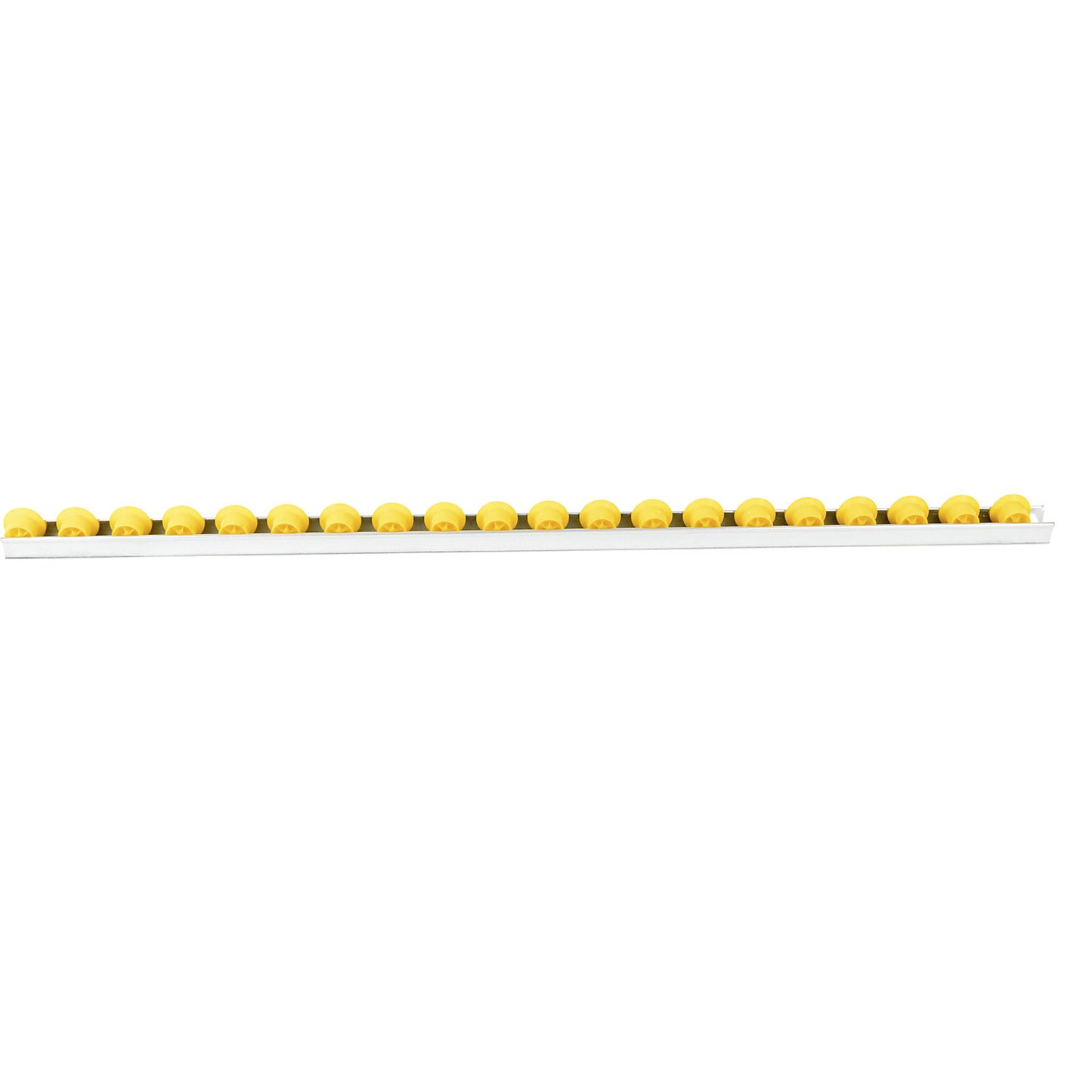 Roller track with flanged rollers, spacing 50 mm, Ø 28 mm, plastic, length 1 m.