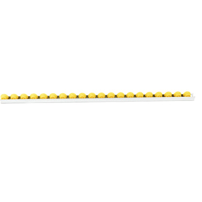Roller track with flanged rollers, spacing 50 mm, Ø 28 mm, plastic, length 2 m.