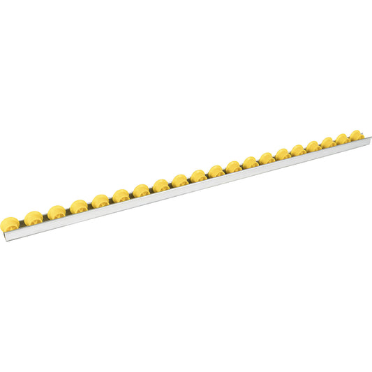 Roller track with flanged rollers, spacing 50 mm, Ø 28 mm, plastic, length 1 m.