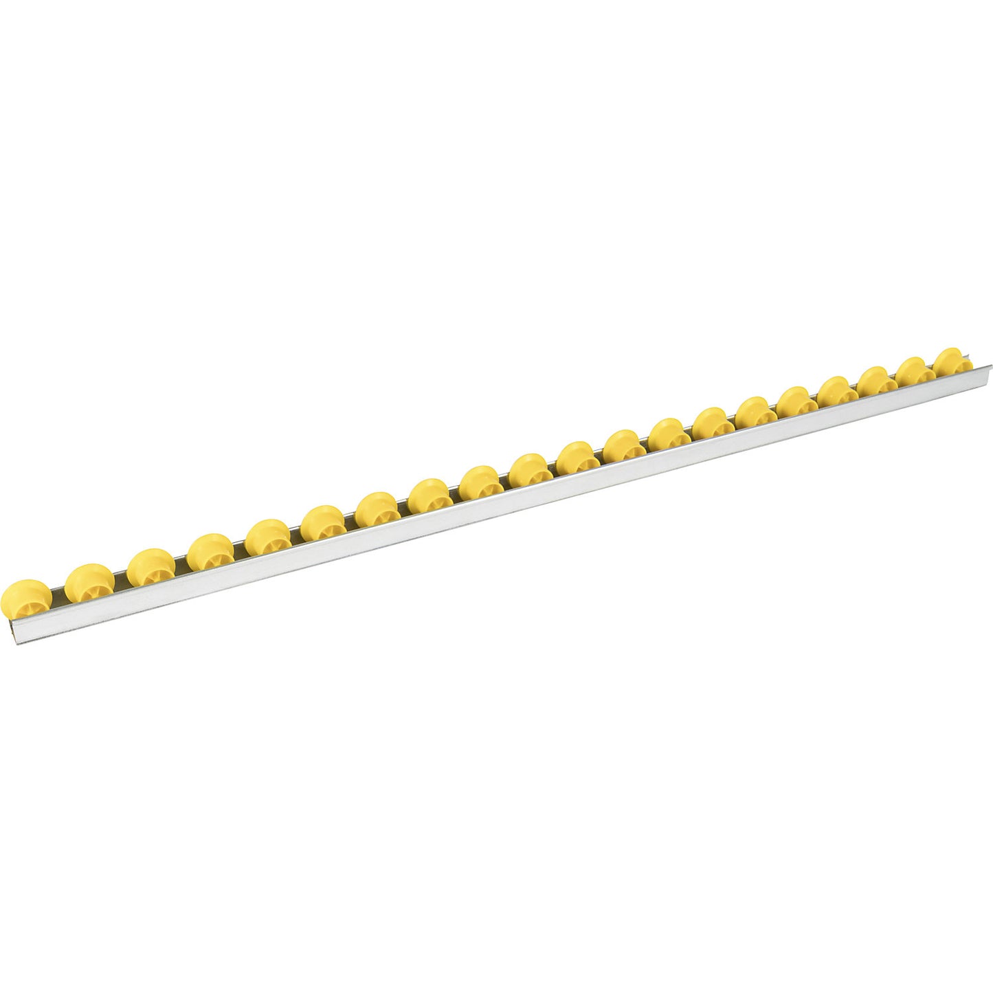 Roller track with flanged rollers, spacing 50 mm, Ø 28 mm, plastic, length 2 m.