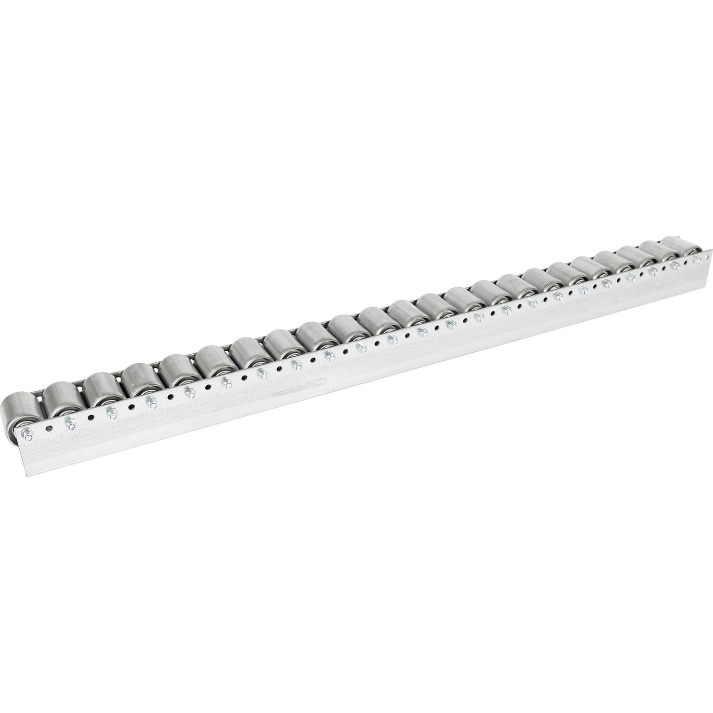 Roller track with cylindrical rollers, spacing 52 mm, Ø 50 mm, steel, length 1.2 m.