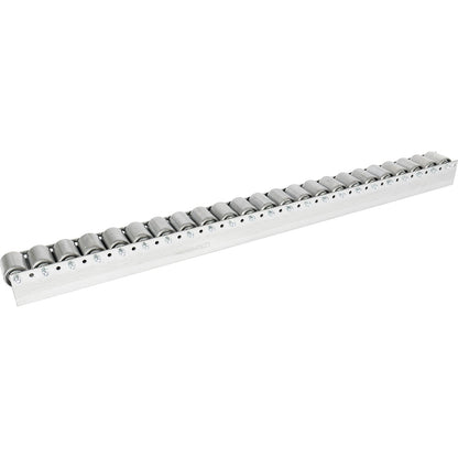 Roller track with cylindrical rollers, spacing 52 mm, Ø 50 mm, steel, length 1.2 m.
