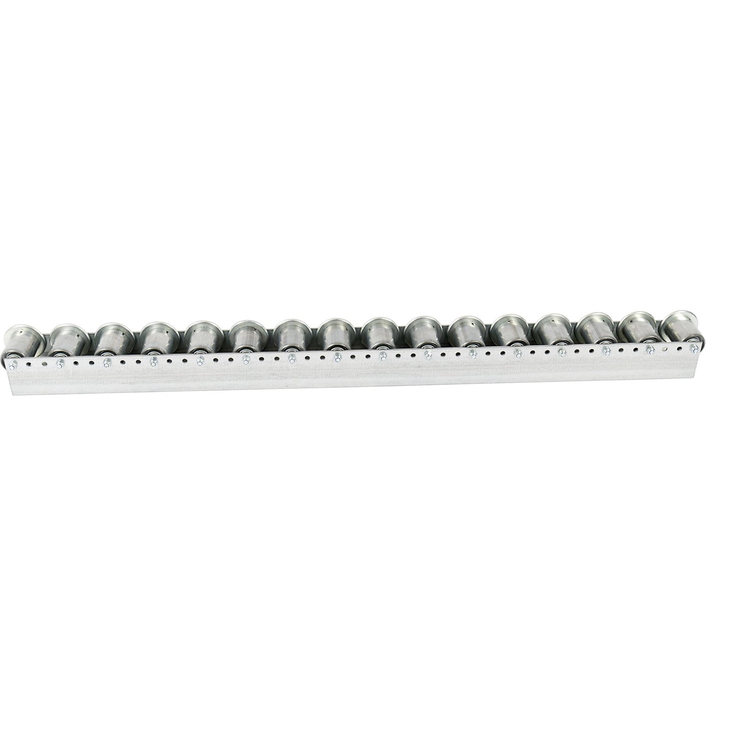 Roller track with flanged rollers, spacing 78 mm, Ø 50 mm, steel, length 2.4 m.