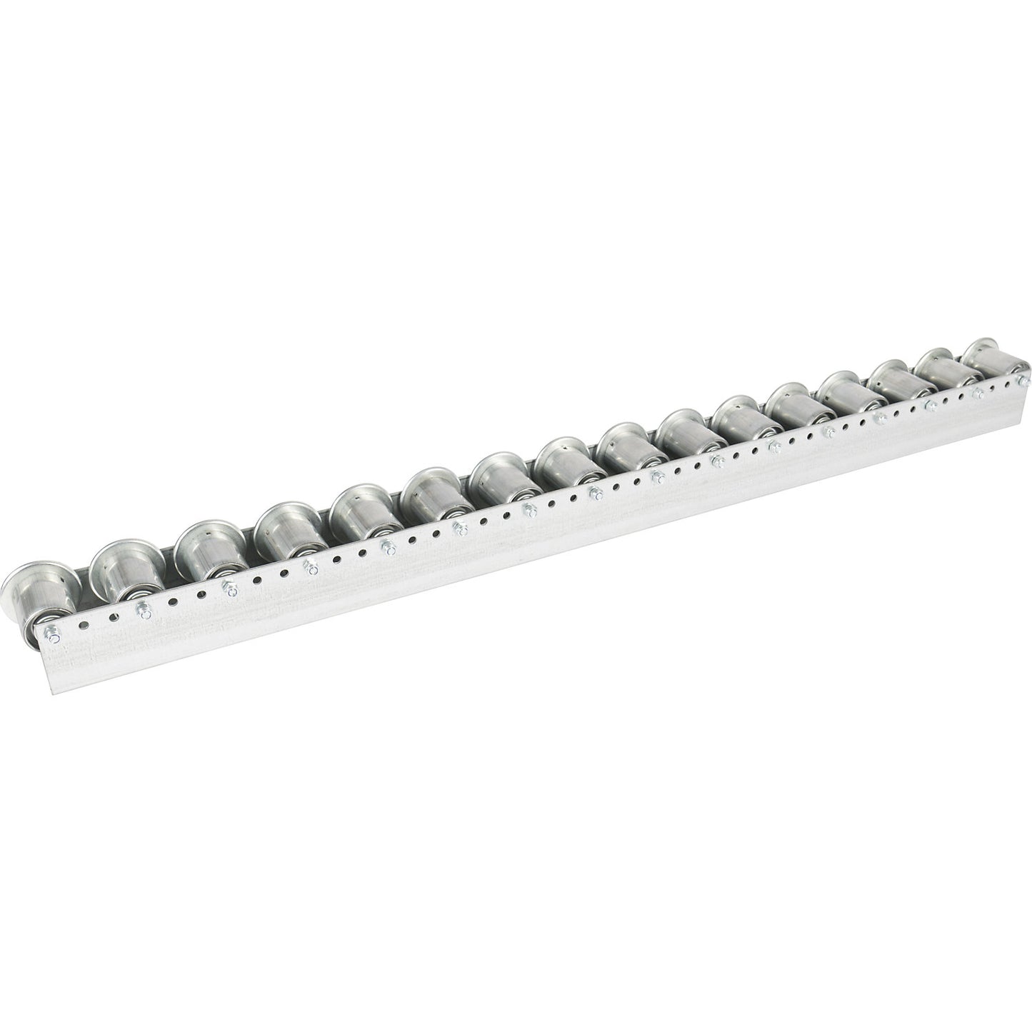 Roller track with flanged rollers, spacing 78 mm, Ø 50 mm, steel, length 2.4 m.
