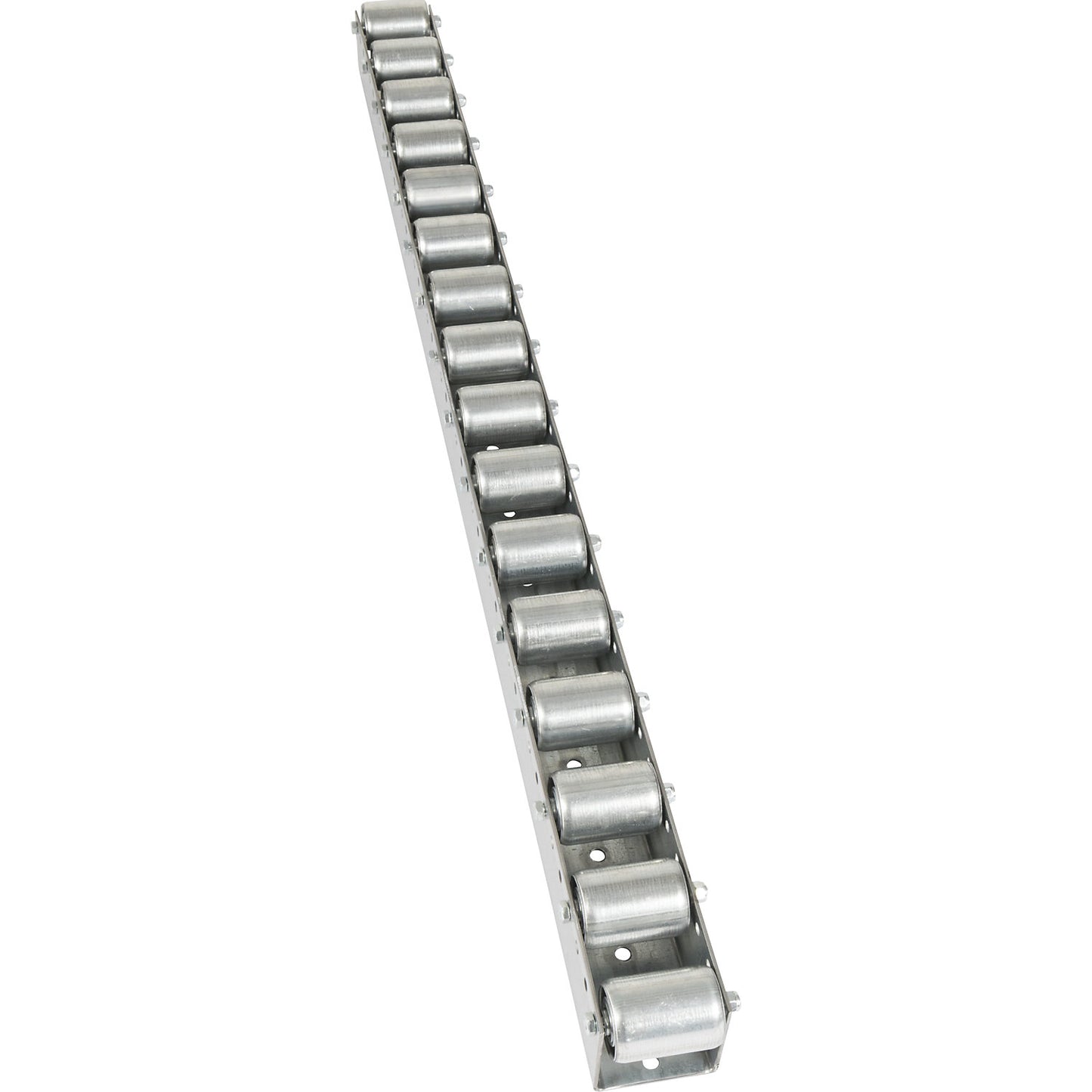 Roller track with cylindrical rollers, spacing 78 mm, Ø 50 mm, steel, length 2.4 m.