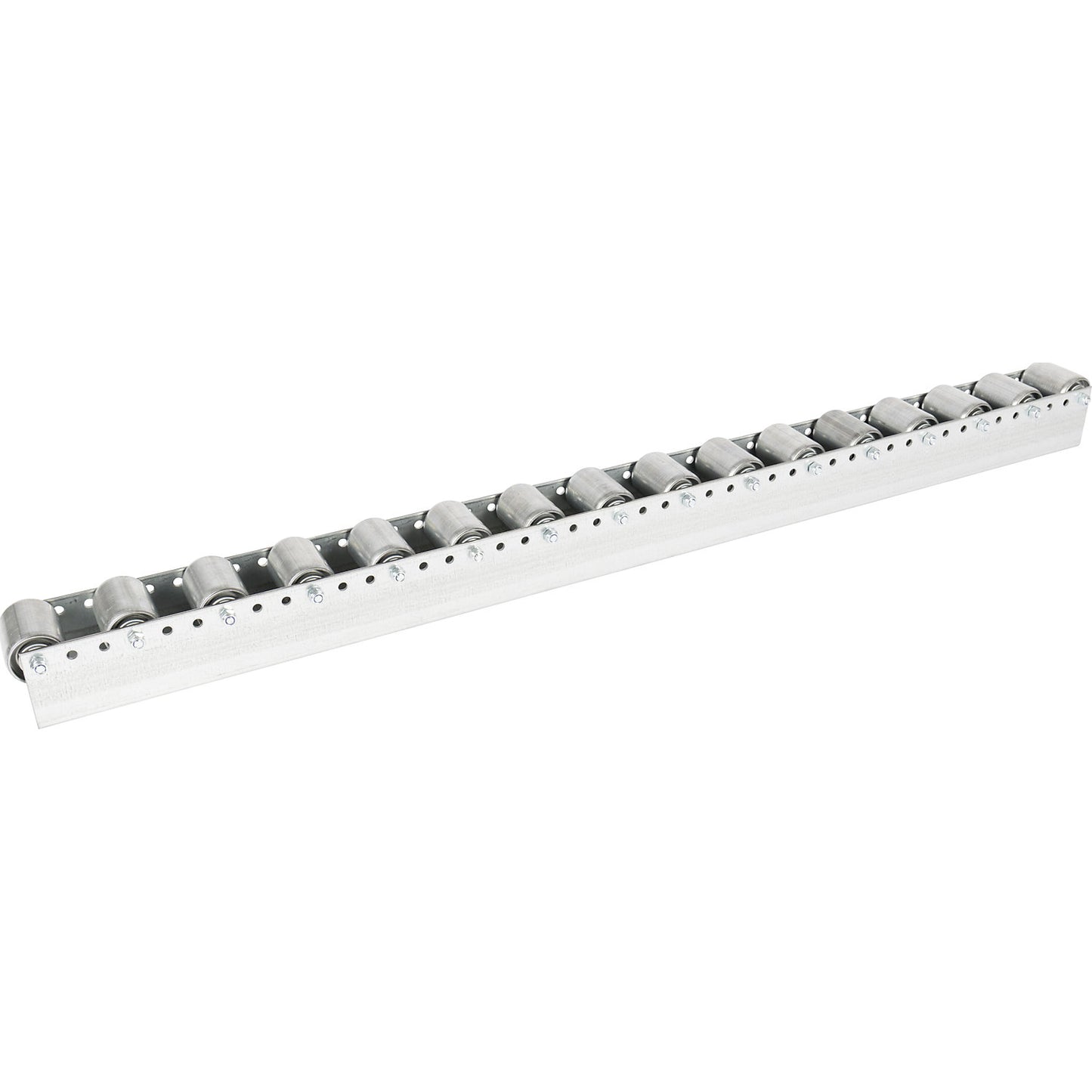Roller track with cylindrical rollers, spacing 78 mm, Ø 50 mm, steel, length 2.4 m.