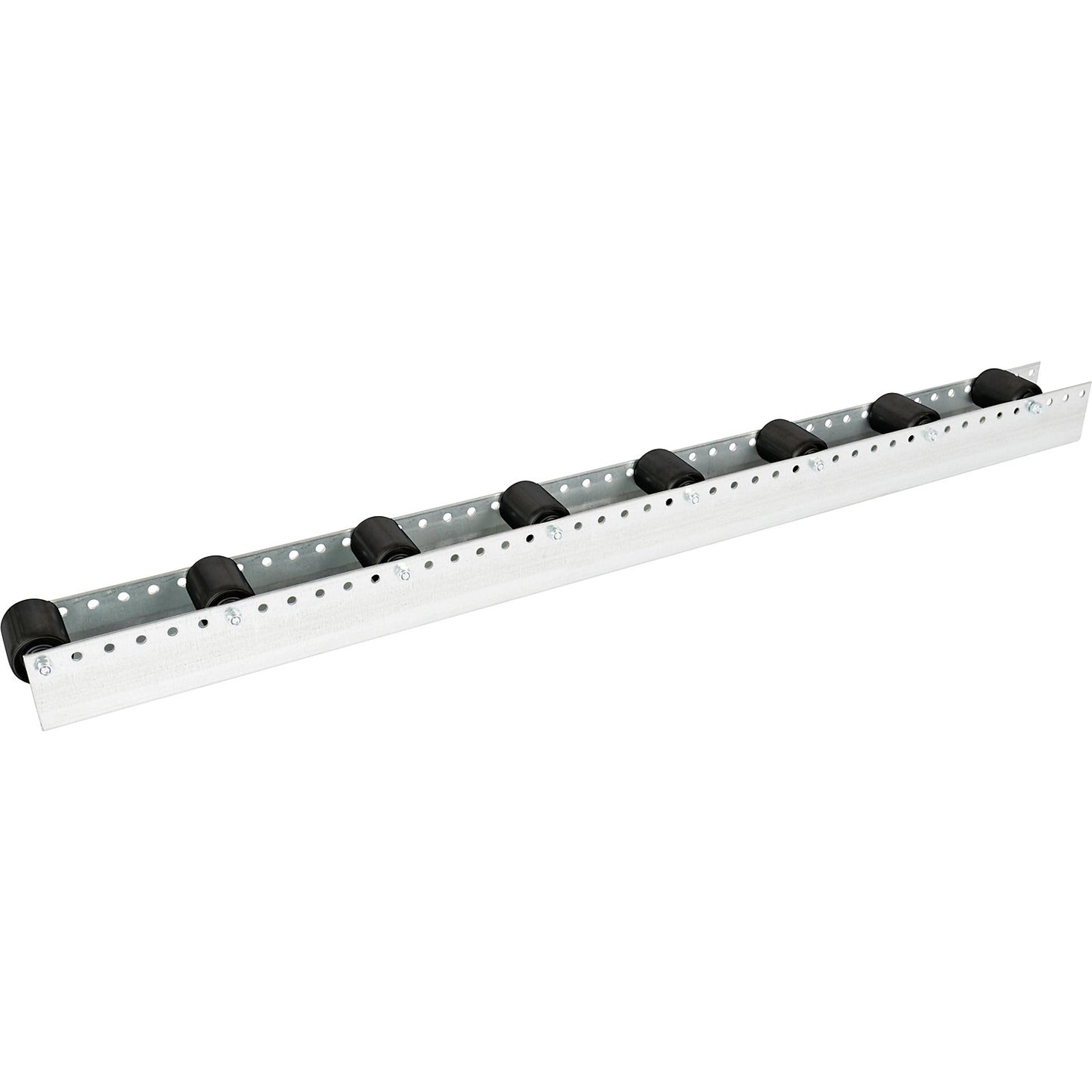 Roller track with cylindrical rollers, spacing 156 mm, Ø 50 mm, plastic, length 2.4 m.