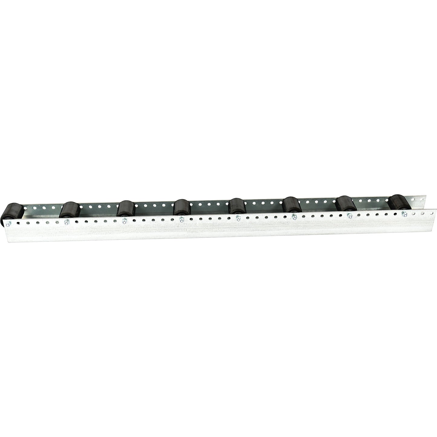 Roller track with cylindrical rollers, spacing 156 mm, Ø 50 mm, plastic, length 2.4 m.