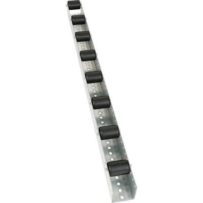 Roller track with cylindrical rollers, spacing 156 mm, Ø 50 mm, plastic, length 2.4 m.