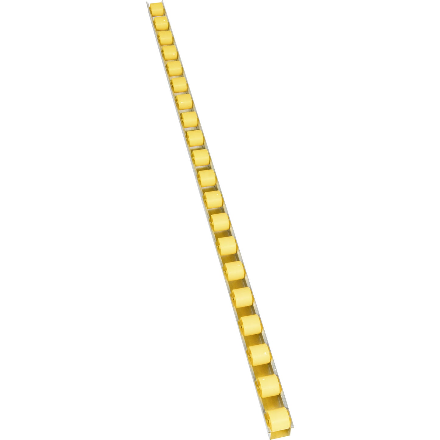 Roller track with cylindrical rollers, spacing 50 mm, Ø 28 mm, plastic, length 1 m.
