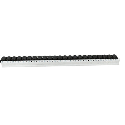Roller track with cylindrical rollers, spacing 52 mm, Ø 50 mm, plastic, length 1.2 m.