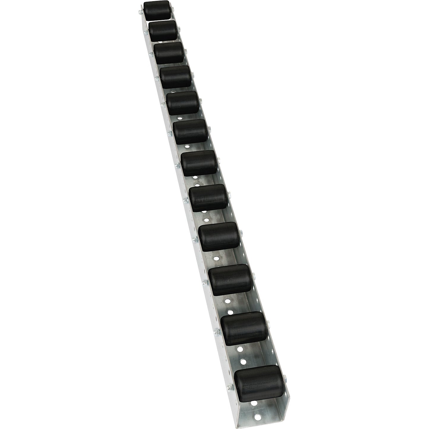 Roller track with cylindrical rollers, spacing 104 mm, Ø 50 mm, plastic, length 2.4 m.