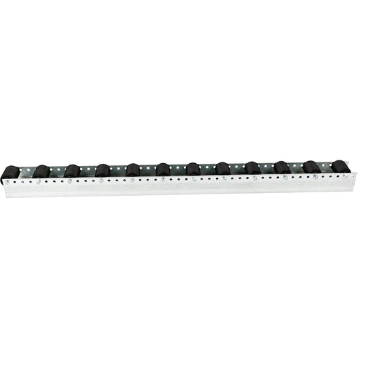 Roller track with cylindrical rollers, spacing 104 mm, Ø 50 mm, plastic, length 1.2 m.